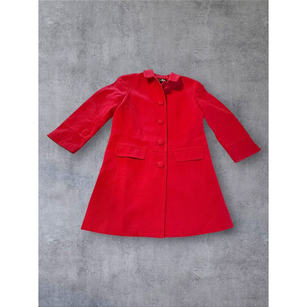Talbots Car Topper Coat Womens‎ 2P Fuchia Textured Button Front Flap Pockets